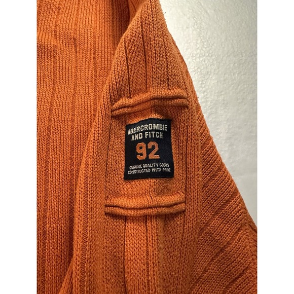 VTG Abercrombie Fitch Sweater Men XL Orange Acrylic Muscle 3D Rib Sweatshirt 90s - Picture 5 of 9